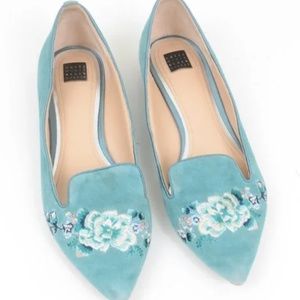 White House Black Market Ava Suede Embroidered Flats Size 8.5